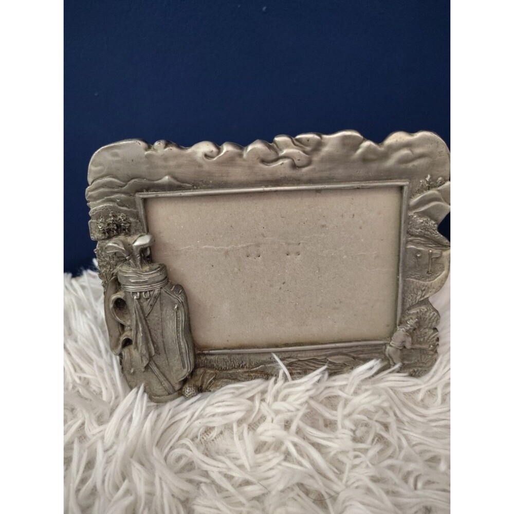 Vintage Pewter Golf Picture Frame "M.T." 3" x 5" Photo